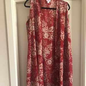 Long red and cream vest